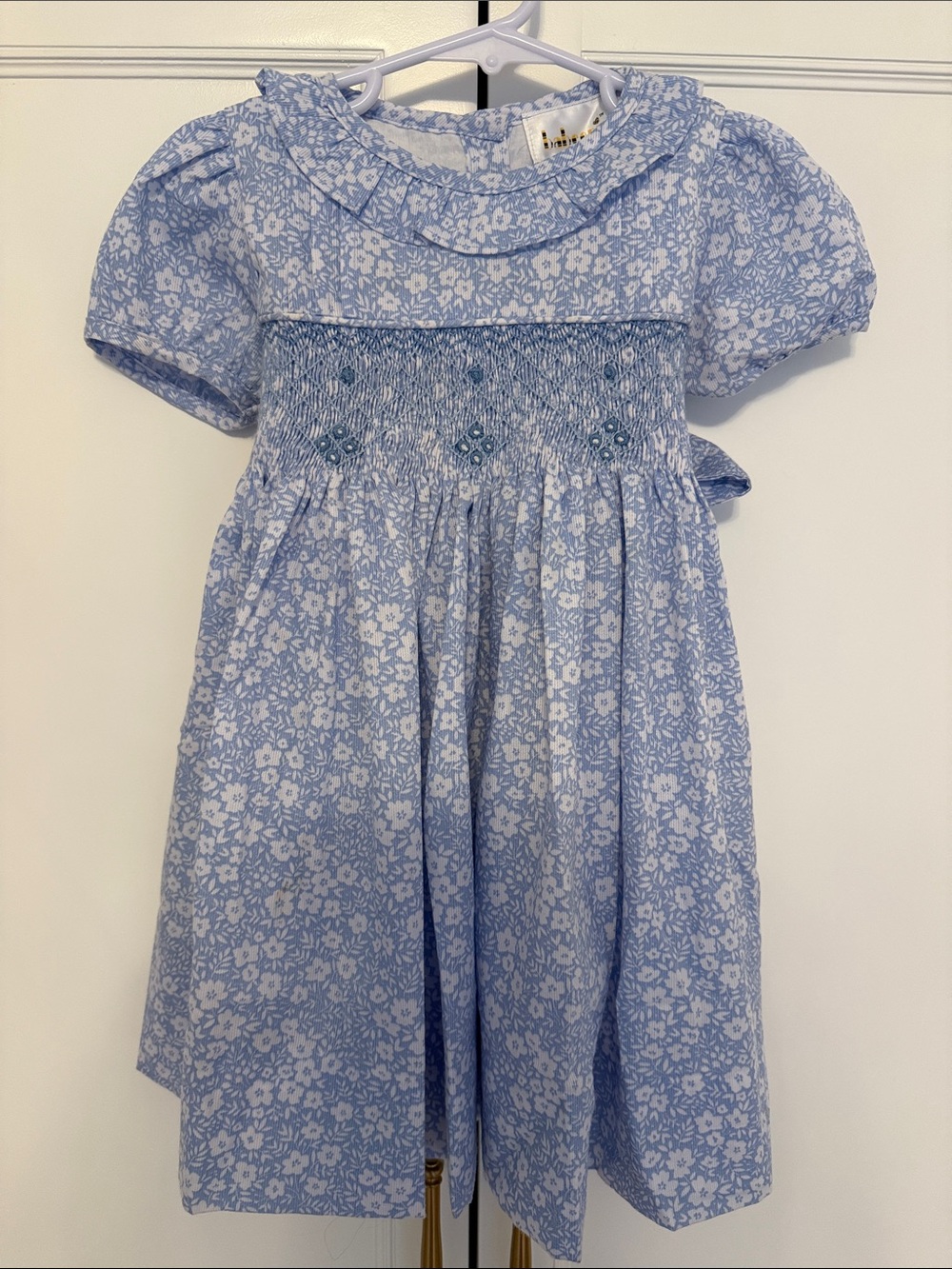 LIKE NEW Light Blue Floral Smocked Kids Dress (Babeeni, 2T)